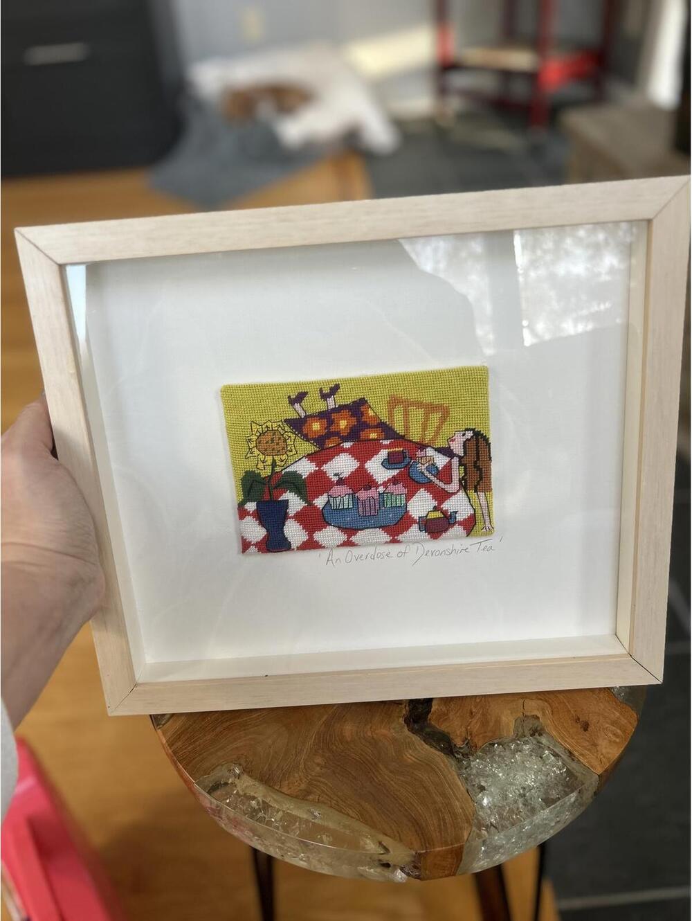 Framed Handcrafted Needlepoint An Overdose of Devonshire tea